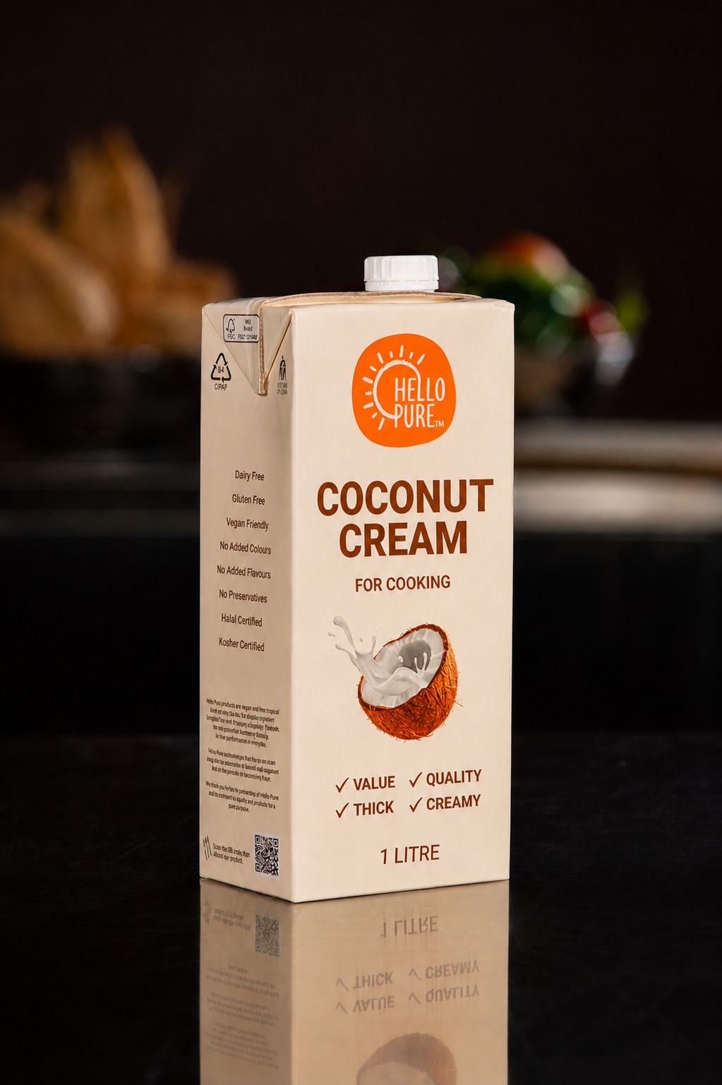 Hello Pure Coconut Cream 1L Tetra pak