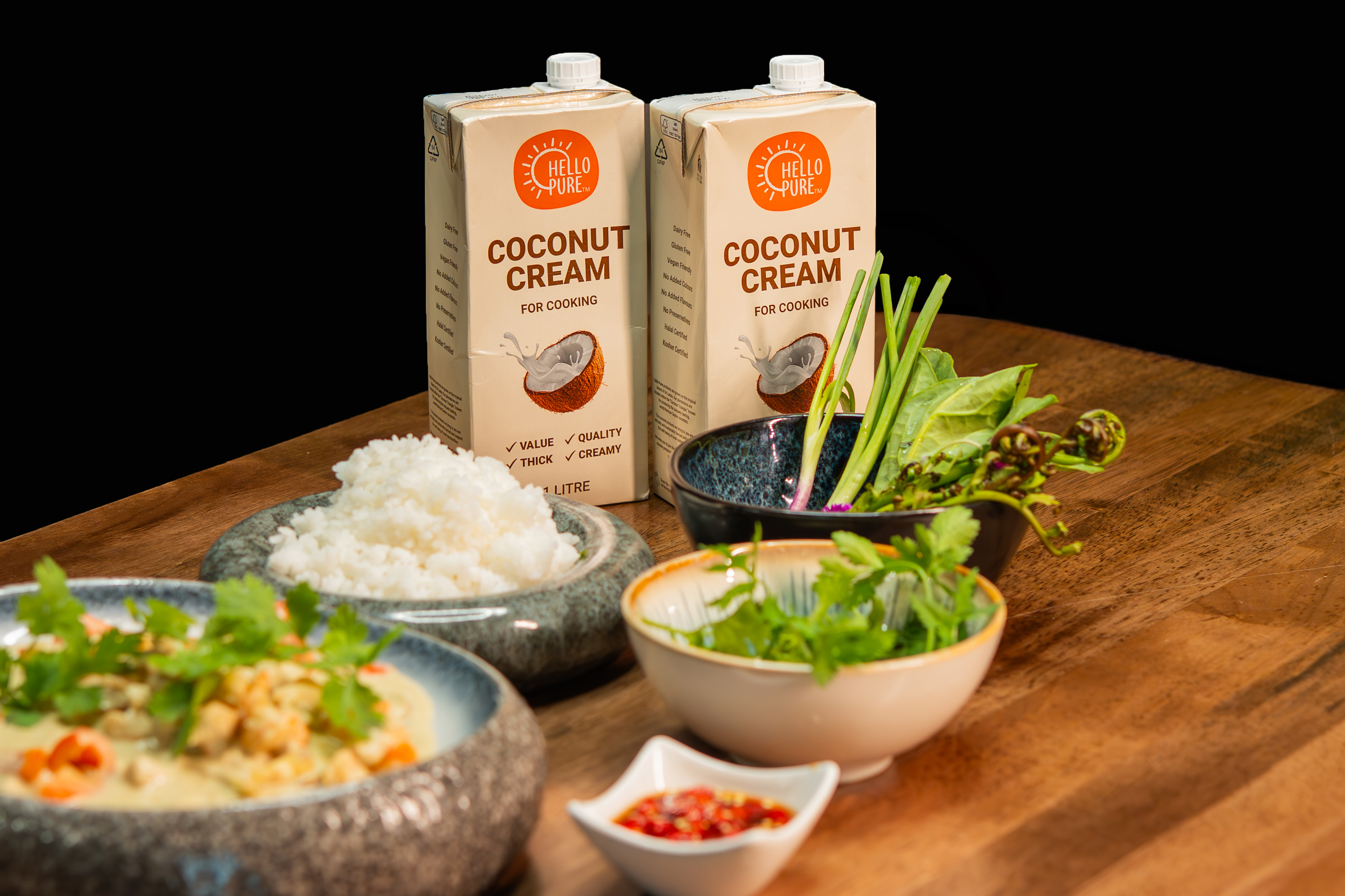 Promotional poster for Hello Pure Coconut Cream 1L Tetra built for food service