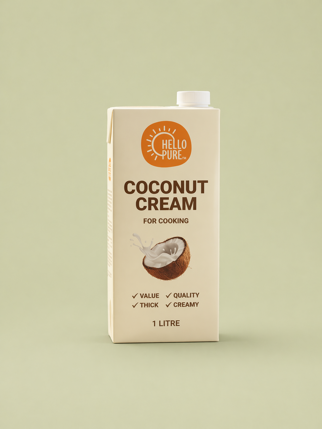 Hello Pure Coconut Cream 1L Tetra